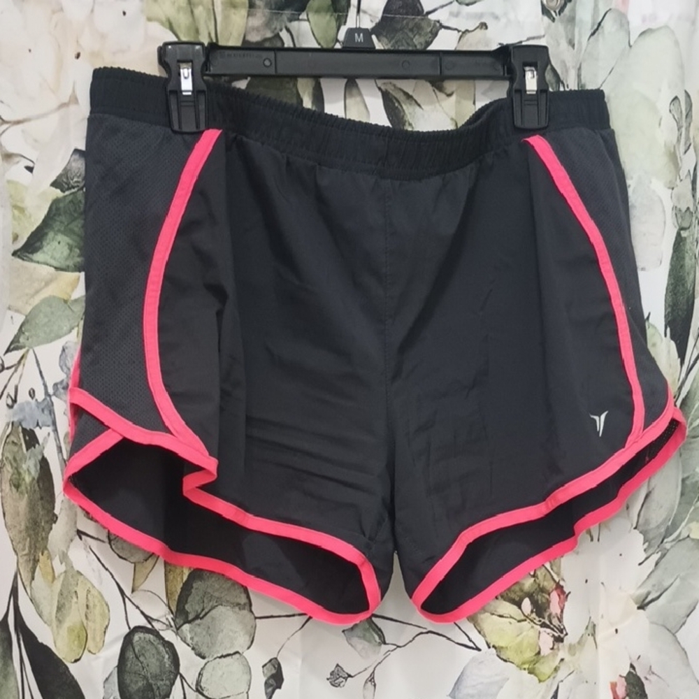 Women's Black and Pink Athletic Shorts
